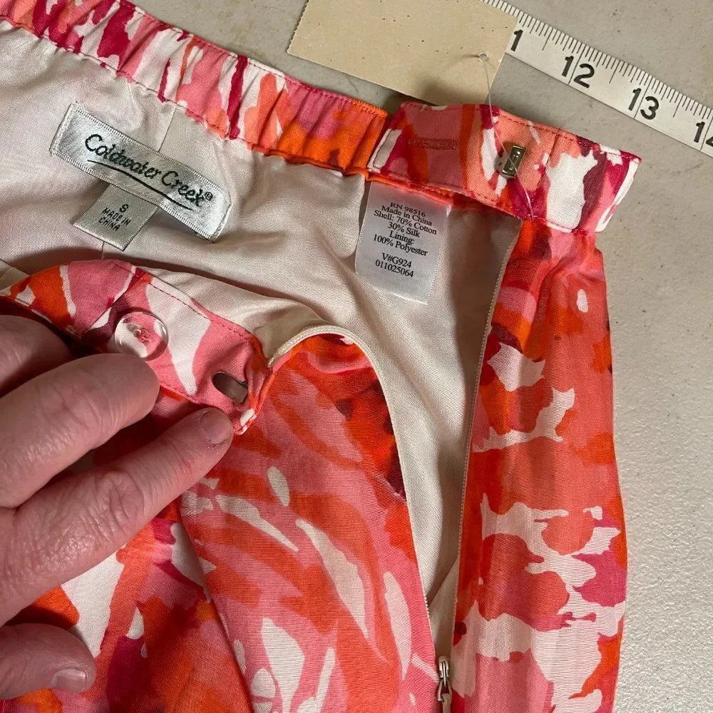 Coldwater Creek Floral Orange Skirt Small NWT